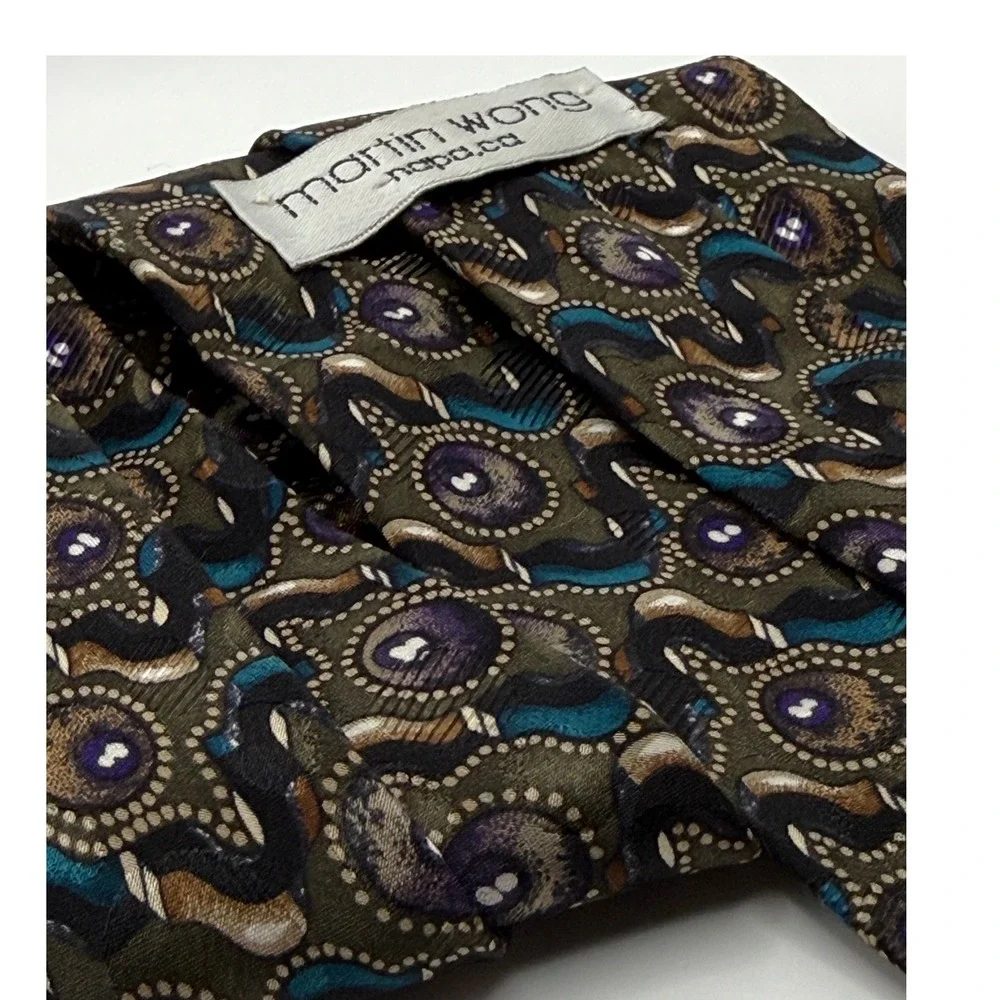 Martin Wong Necktie OS Silk Abstract Geometric Retro 90s Art Deco Maximalist Tie